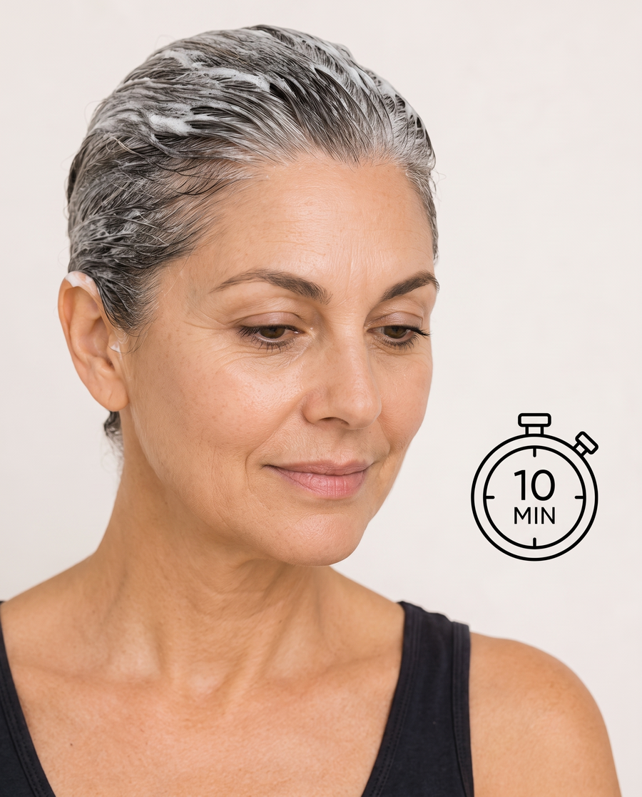 Instant kleurshampoo laten inwerken